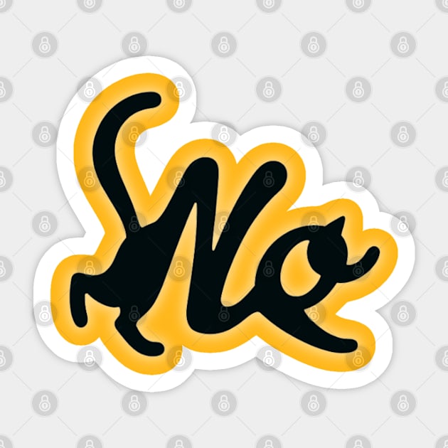 Black Cat Says no Sticker by Creatifly Graphic Tees